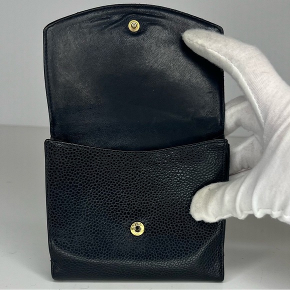 🖤Chanel Black Caviar Lambskin Leather CC Logo Bifold Wallet🖤 - Picture 4 of 14
